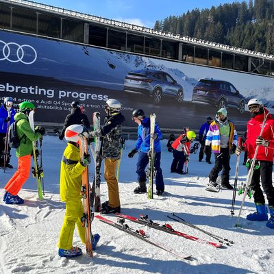 MAXI Impact at the start of Pradalago gondola lift in Madonna di Campiglio